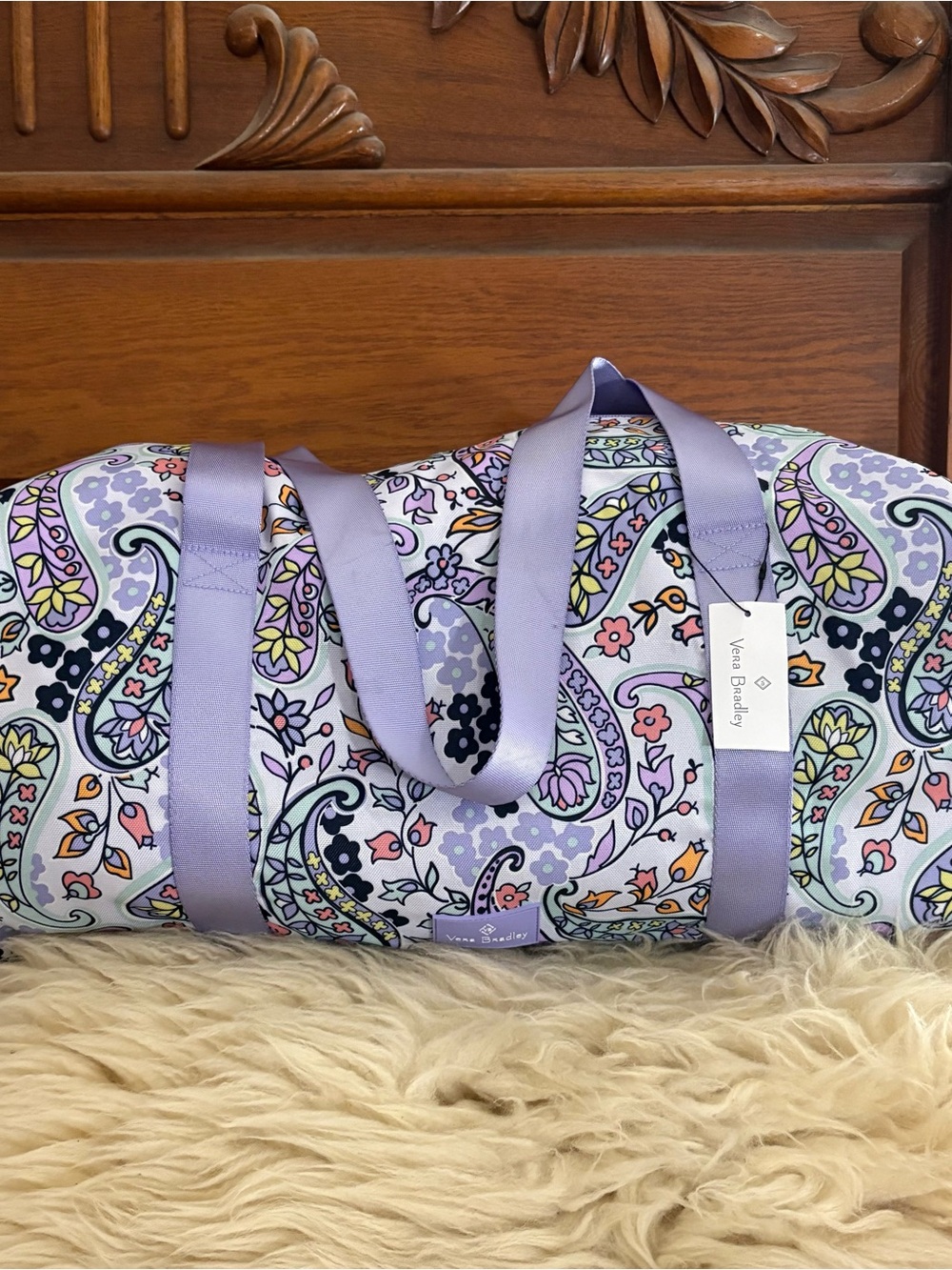 NWT Vera Bradley ‘Maddalena’ Lavender Paisley Soft Lighten Up Travel Duffel